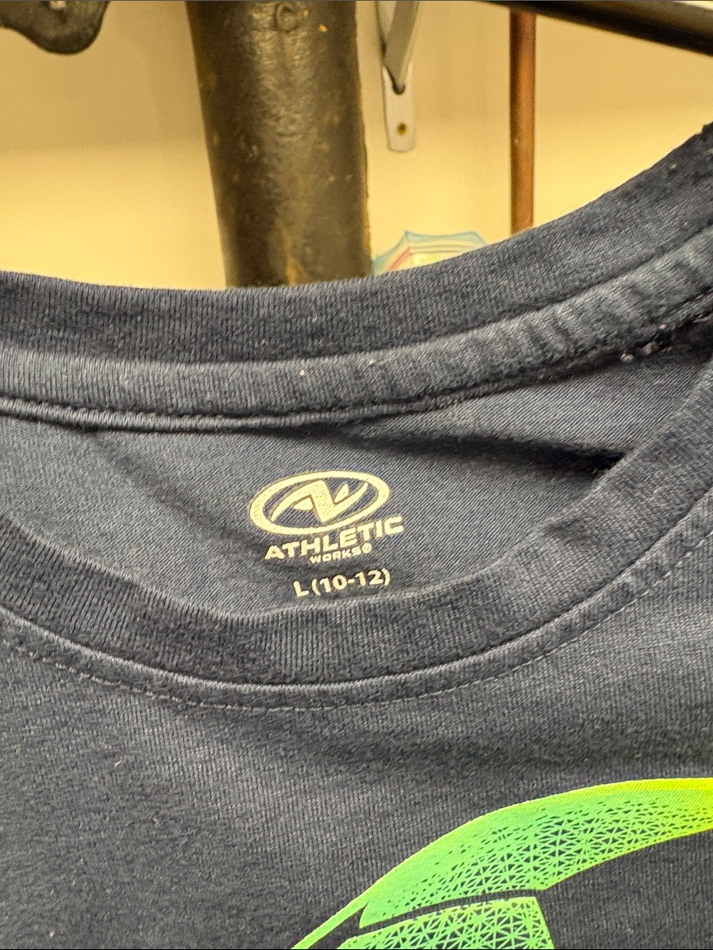 Athletic Works Navy T‑Shirt with Bright Green Graphic